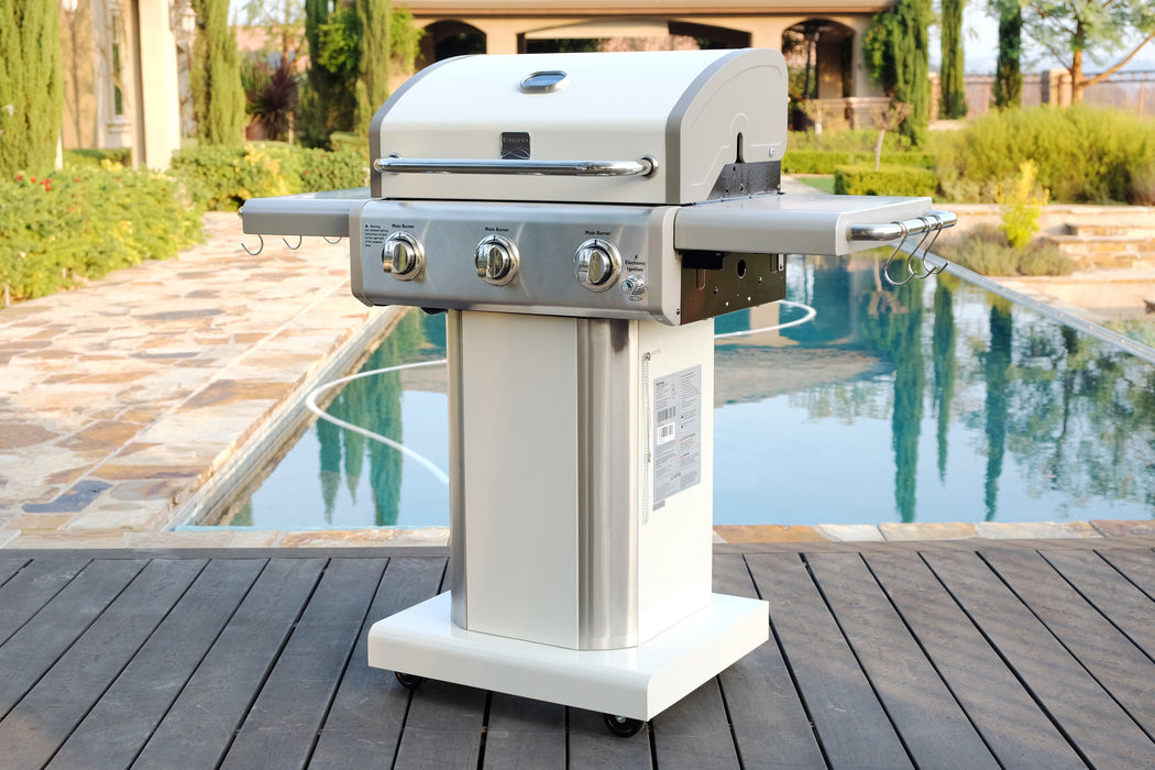 Kenmore - 3 Burner Pedestal Gas Grill - Pearl