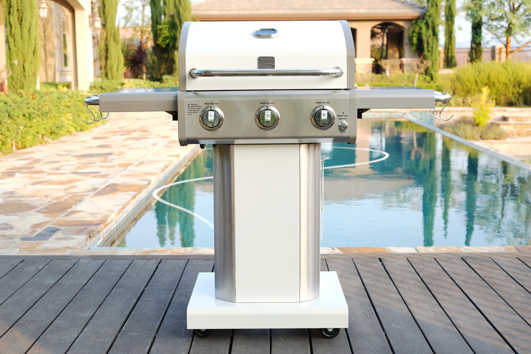 Kenmore - 3 Burner Pedestal Gas Grill - Pearl