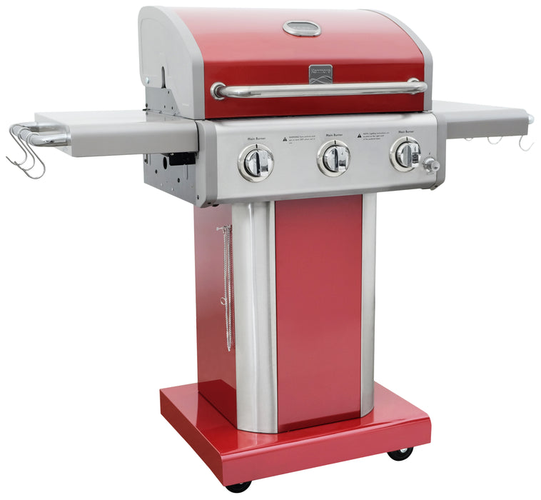 Kenmore - 3 Burner Pedestal Gas Grill - Red