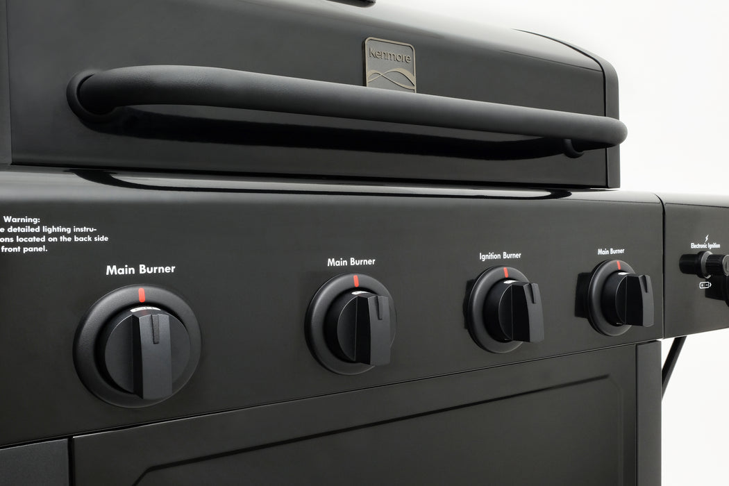 Kenmore - 4 Burner Gas Grill Plus Side Burner - All Black