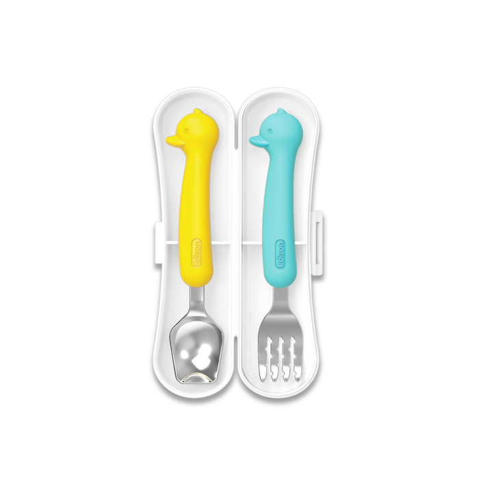  Edison - Silicone Spoon & Fork Case Set for Baby